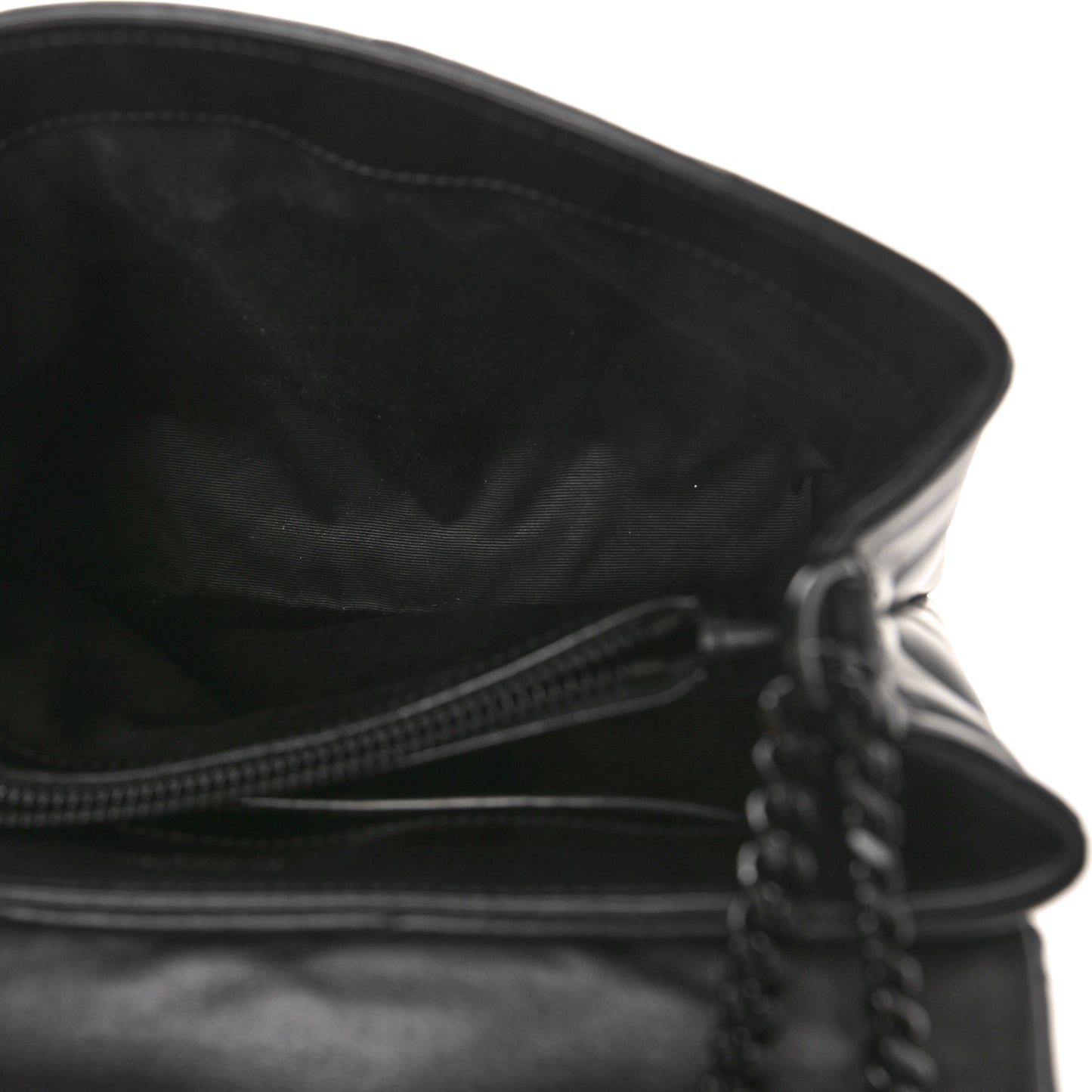 Calfskin Y Quilted Monogram Monochrome Small Loulou Chain Satchel Black