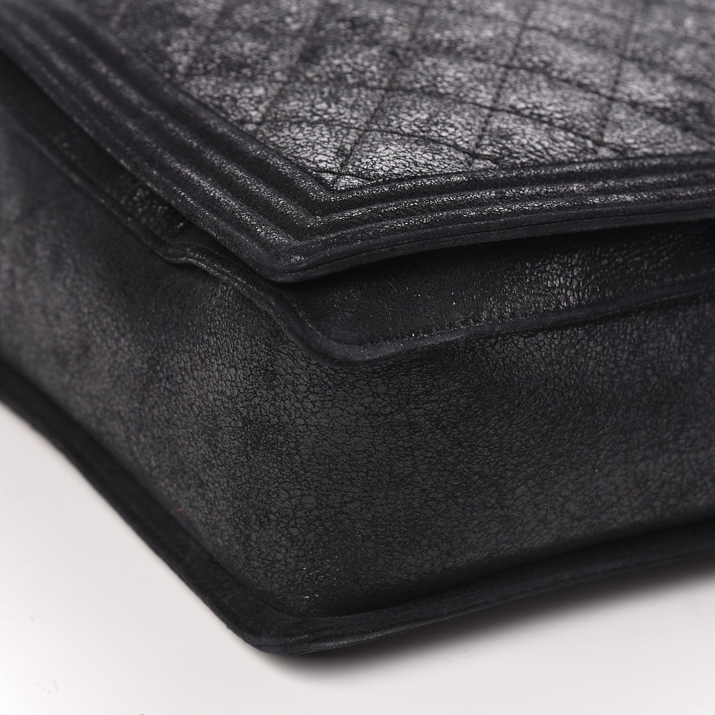 Iridescent Calfskin Quilted XL Gentle Boy Flap Black