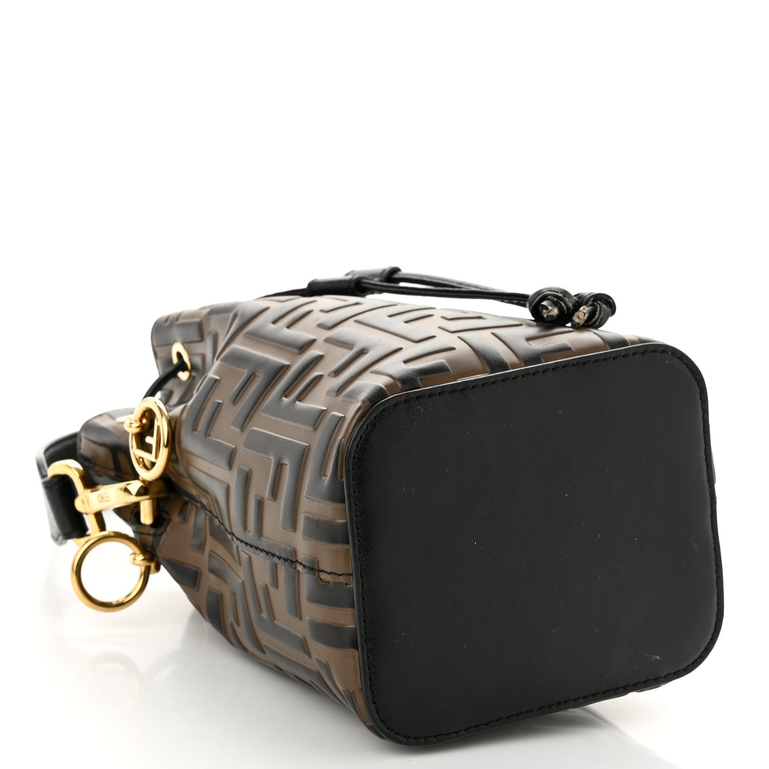 Fendi Vitello Liberty F is Fendi Bi-Color FF 1974 Embossed Mini Mon Tresor Bucket Bag Maya Black 4 of 14