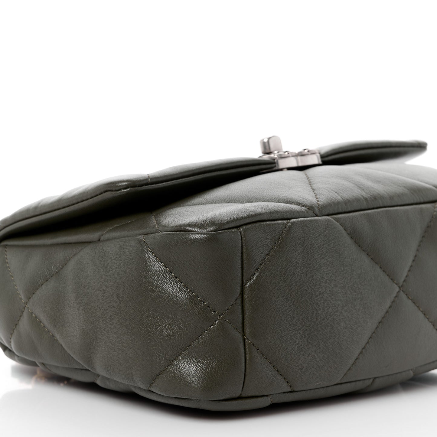 Lambskin Quilted Medium Chanel 19 Flap Khaki