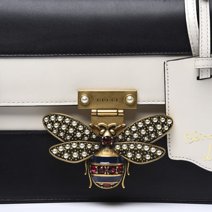 Gucci Calfskin Sylvie Web Queen Margaret Shoulder Bag Mystic White Black 9 of 10