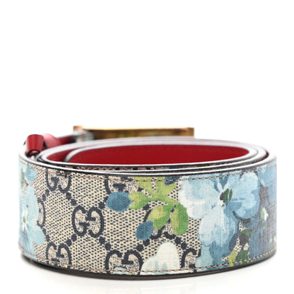 Gucci GG Plus Monogram Blooms Plaque Belt 85 34 Blue 2 of 6