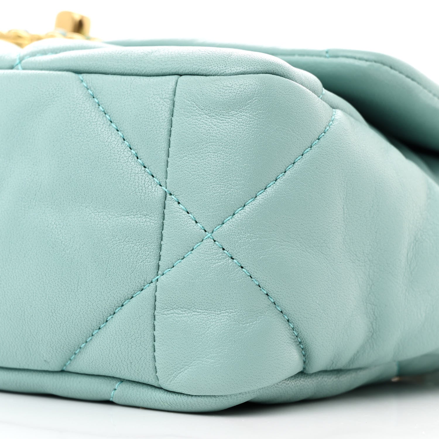 Chanel Shiny Lambskin Quilted Medium Chanel 19 Flap Neon Blue 10 of 10