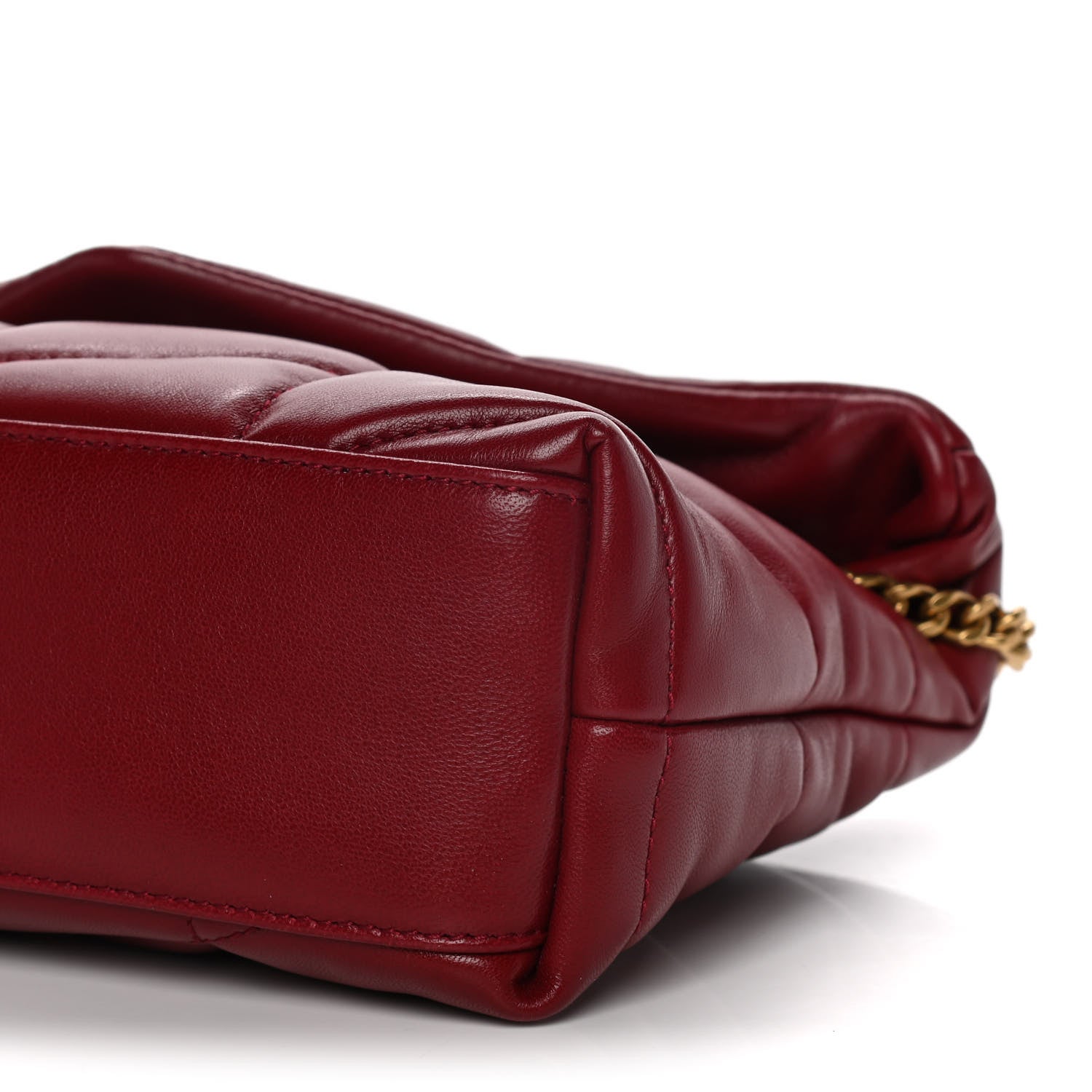 Saint Laurent Lambskin Quilted Toy Loulou Puffer Monogram Chain Satchel Red 12 of 17