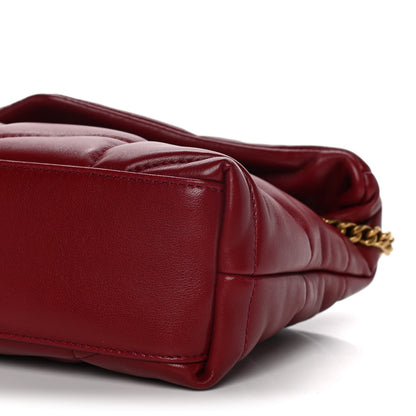 Saint Laurent Lambskin Quilted Toy Loulou Puffer Monogram Chain Satchel Red 12 of 17