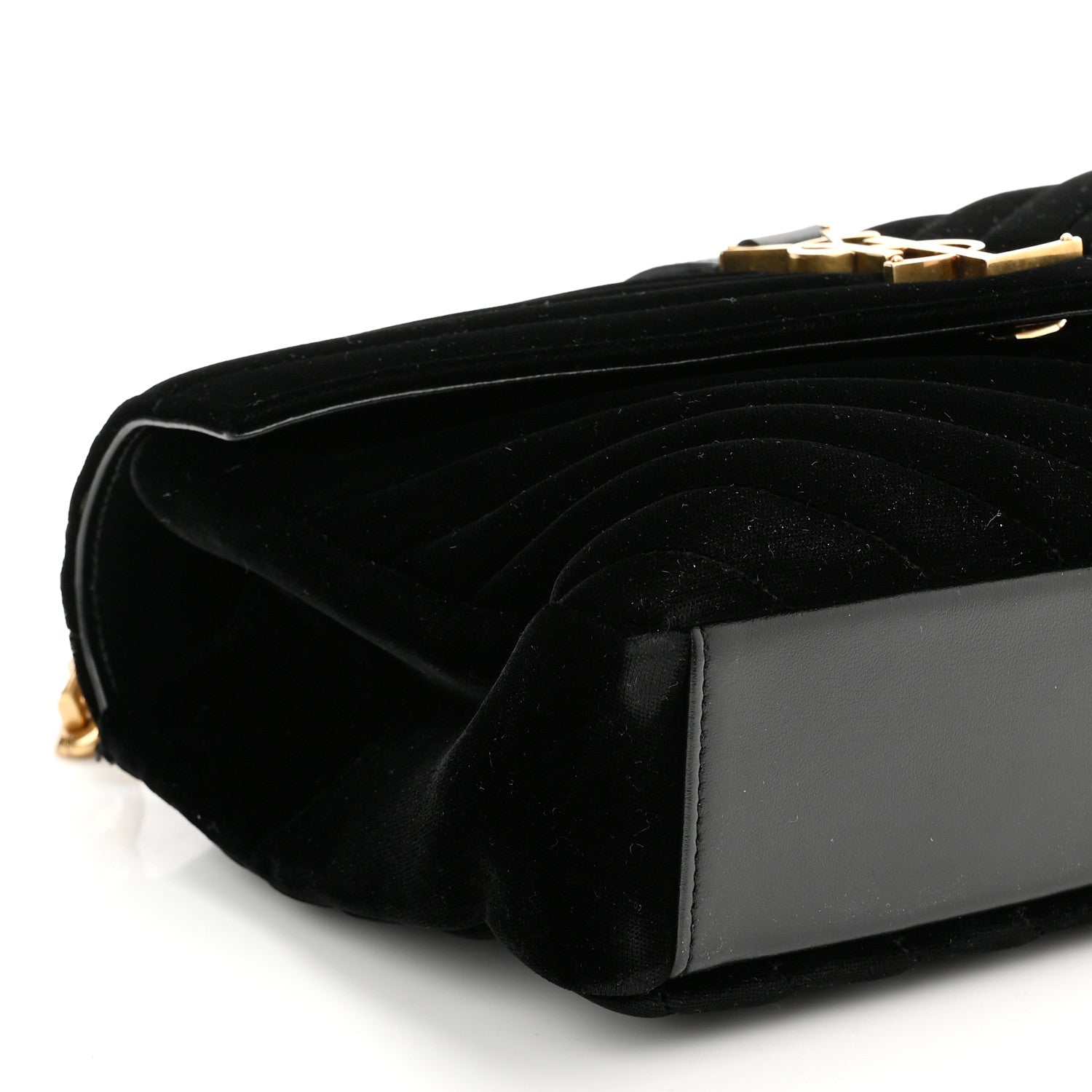 Saint Laurent Velvet Matelasse Chevron Medium College Monogram Bag Black 9 of 13