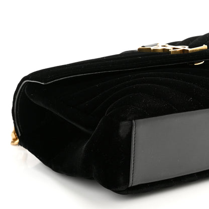 Saint Laurent Velvet Matelasse Chevron Medium College Monogram Bag Black 9 of 13