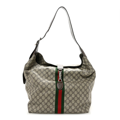 Gucci GG Supreme Monogram Calfskin Web Small Jackie 1961 Shoulder Bag Beige Brown Sugar 1 of 11