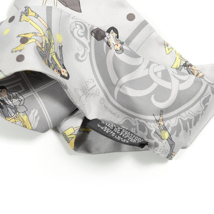 Hermes Silk Ex-Libris Les Parisie Twilly Gris Perle Jaune Soufre 4 of 4