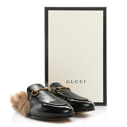 Gucci Calfskin Fur Womens Princetown Slippers 35 Black 8 of 8