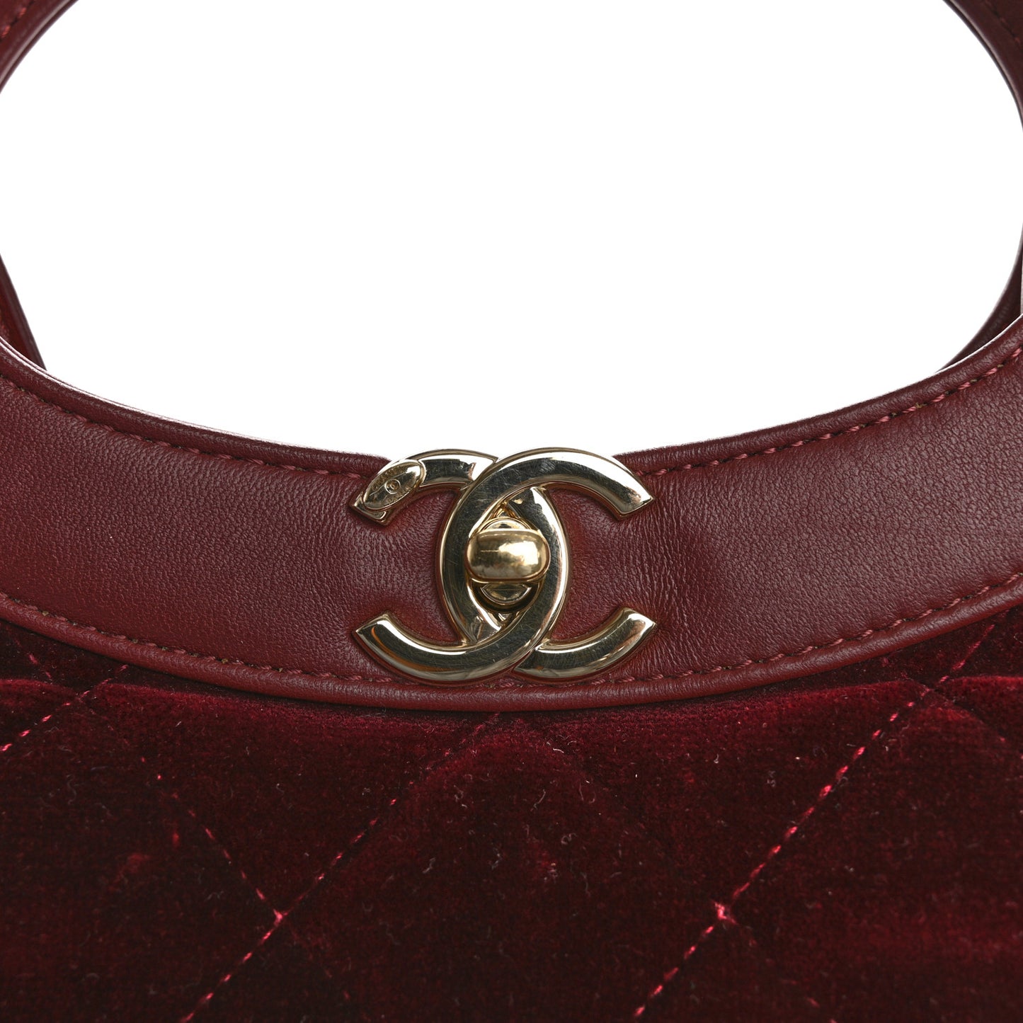 Velvet Lambskin Quilted Small 31 Shopping Bag Burgundy