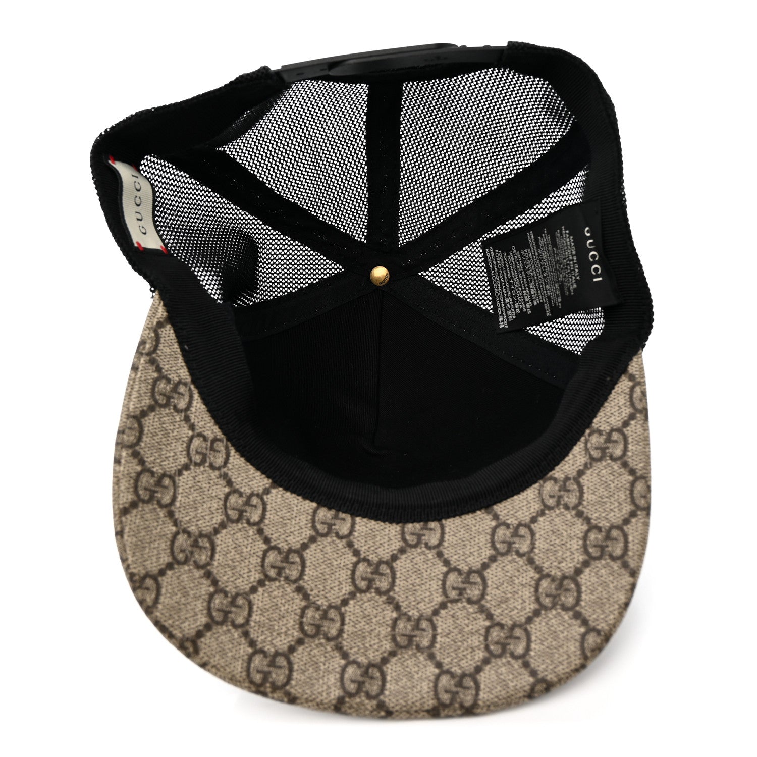 Gucci GG Supreme Monogram Bosco Patch Baseball Hat 57 Beige Green 7 of 9