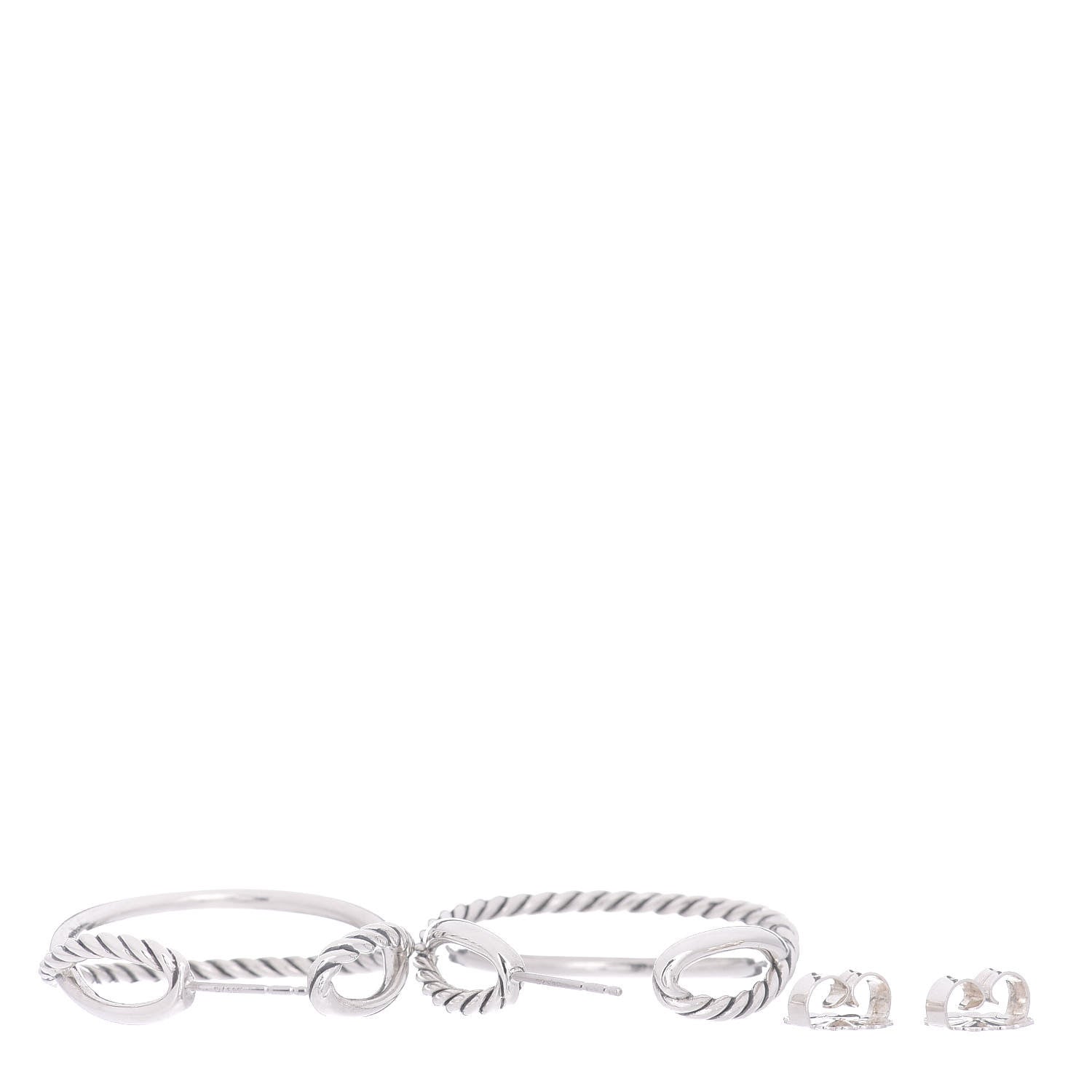 David Yurman Sterling Silver Crossover Cable Hoop Earrings 3 of 4