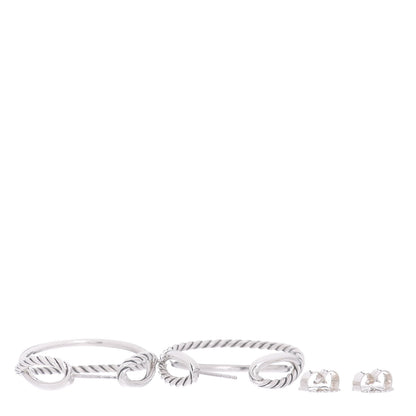 David Yurman Sterling Silver Crossover Cable Hoop Earrings 3 of 4