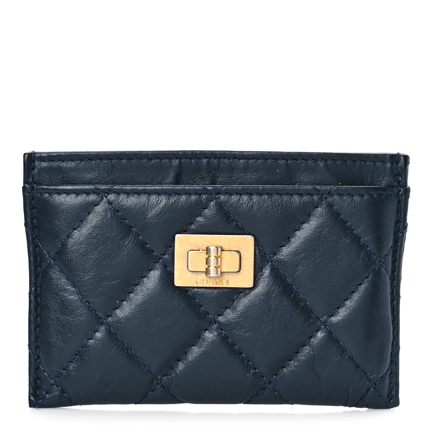Chanel Aged Calfskin Quilted Reissue Card Holder Navy 1 of 12