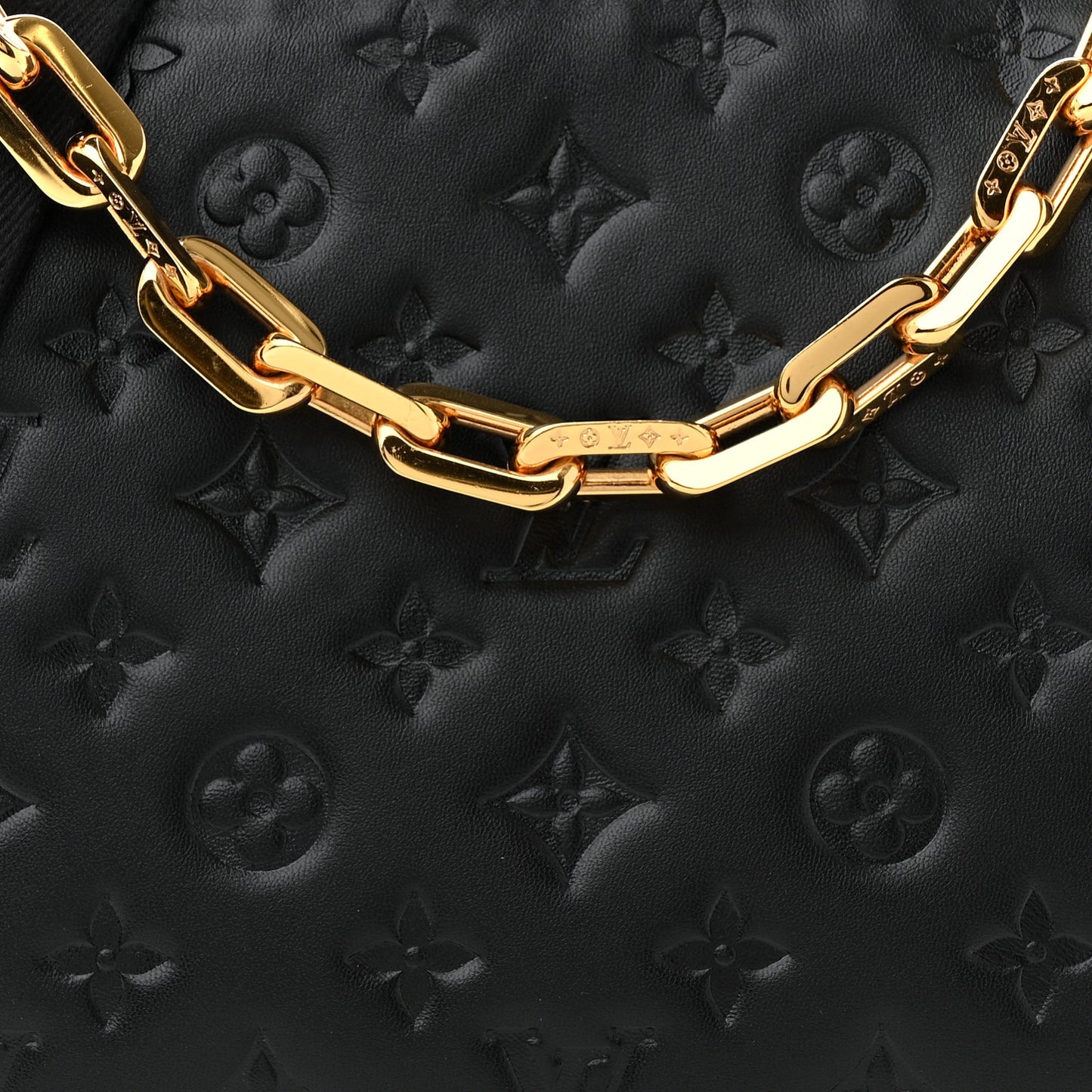 Lambskin Embossed Monogram Coussin PM Black