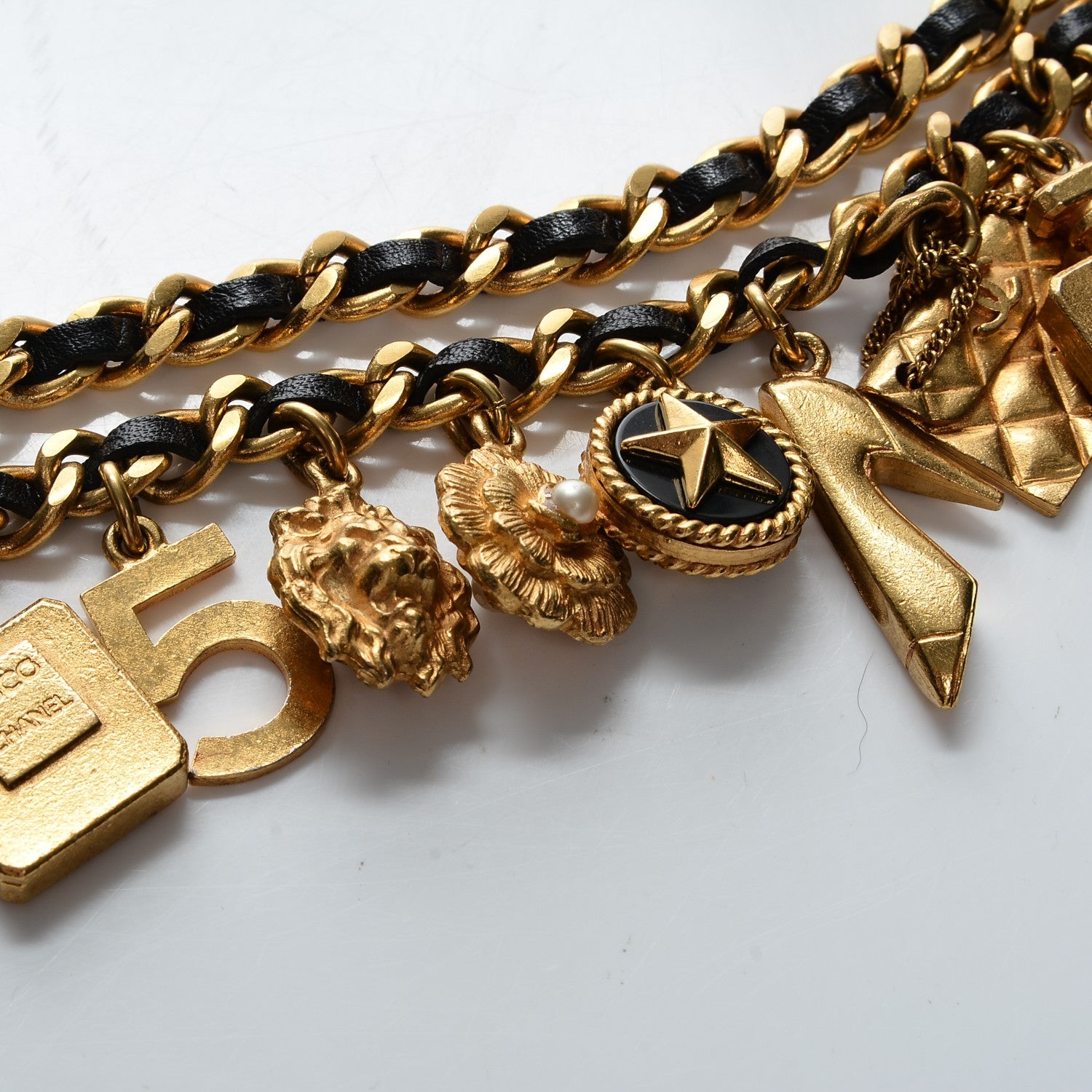 Chanel Lambskin Gold Chain Iconic Charm Belt Black Gold 3 of 5