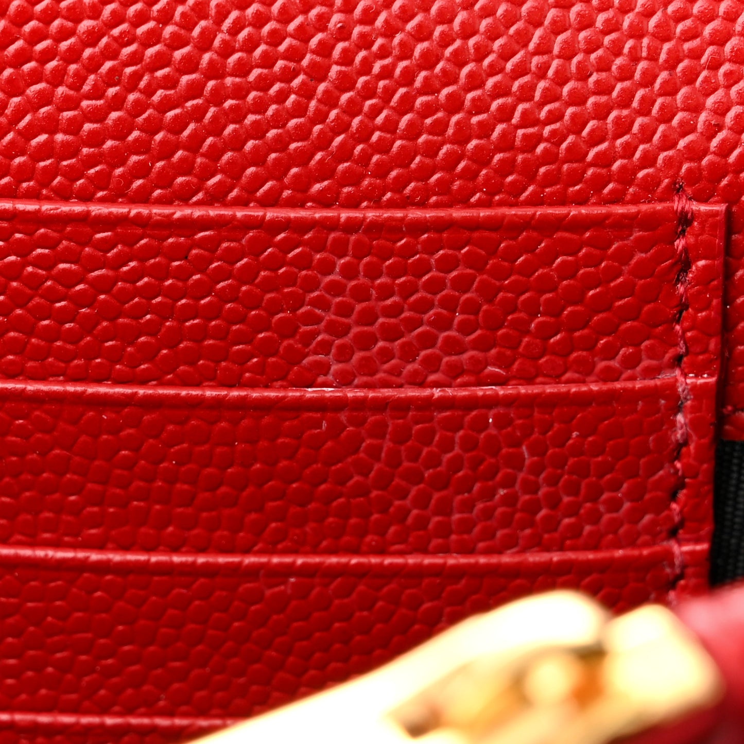 Grain De Poudre Matelasse Chevron Monogram Chain Wallet Red