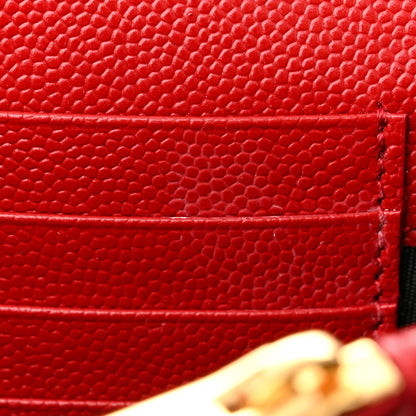 Saint Laurent Grain De Poudre Matelasse Chevron Monogram Chain Wallet Red 12 of 14