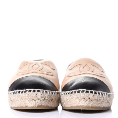 Chanel Lambskin CC Espadrilles 37 Beige Black 2 of 11