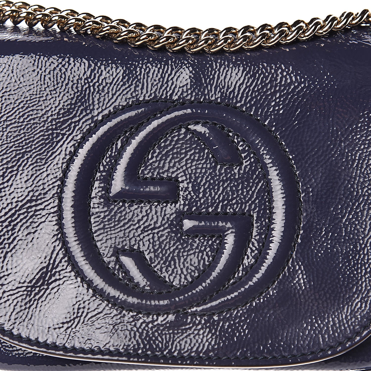 Gucci Vernice Naplack Small Soho Flap Crossbody Uniform Blue 10 of 10
