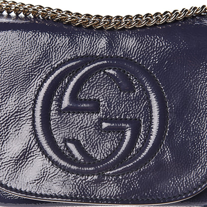 Gucci Vernice Naplack Small Soho Flap Crossbody Uniform Blue 10 of 10