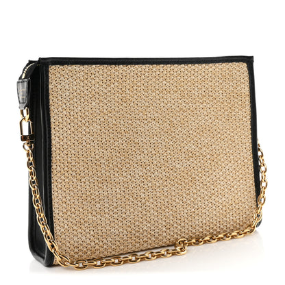Louis Vuitton Raffia Calfskin Monogram Giant Pouch 3 of 10