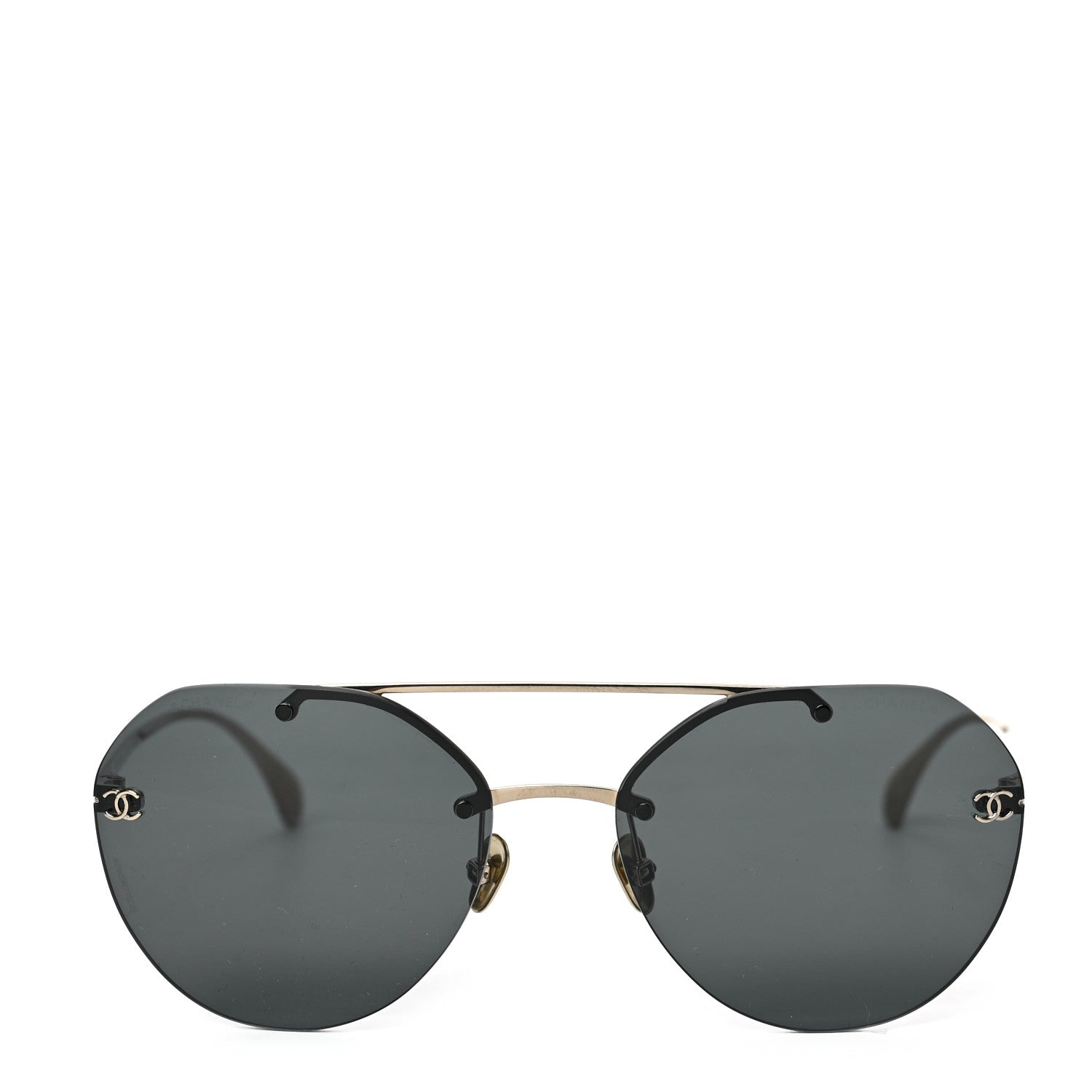 Chanel Titanium CC Pilot Aviator Sunglasses 4272-T Black Gold 2 of 6