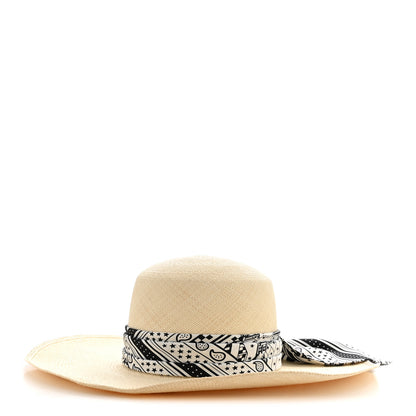 Hermes Straw Sangles En ZigZag Ingrid Panama Hat 57 Naturel Black 1 of 9