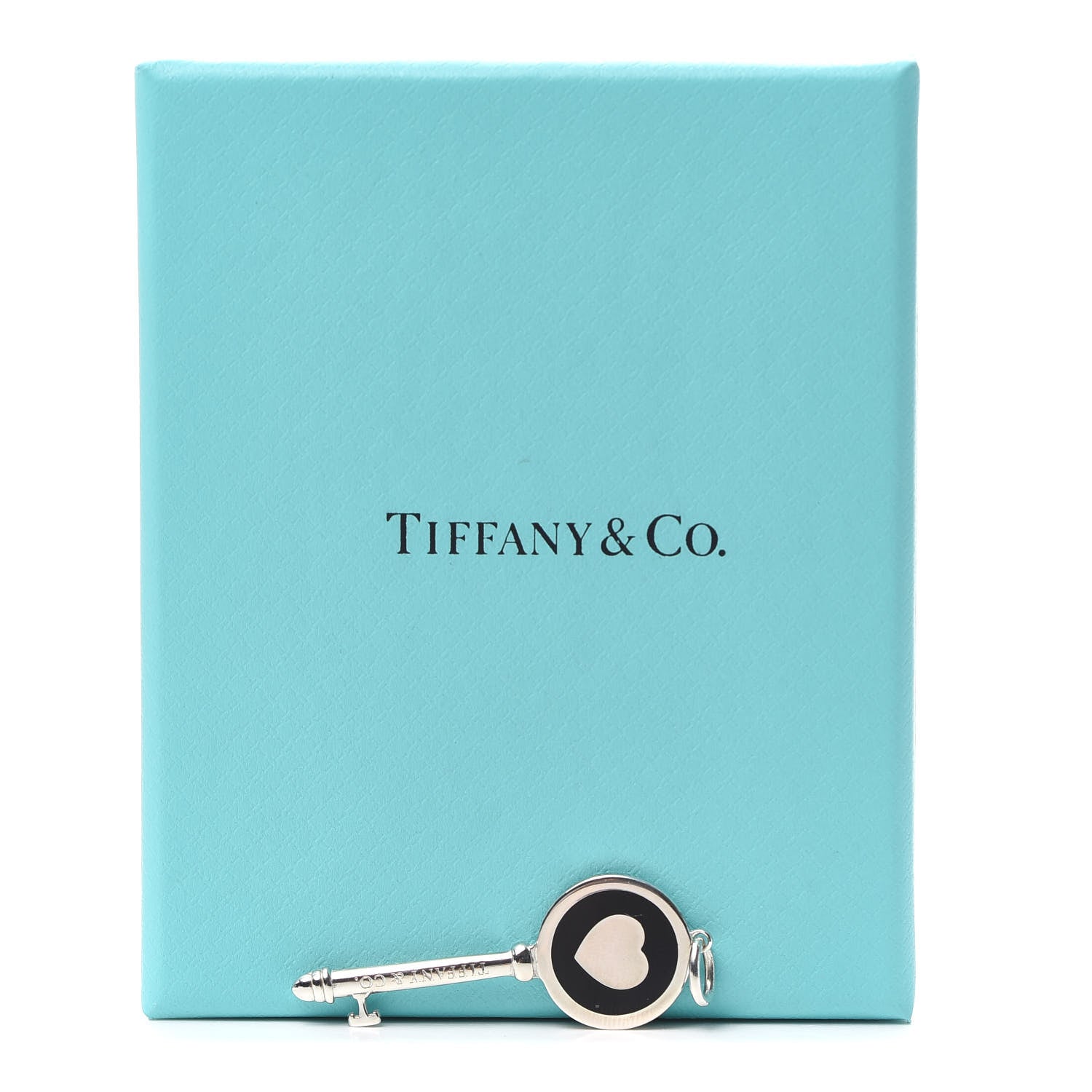 Tiffany Sterling Silver Enamel Keys Heart Key Pendant Black 4 of 4