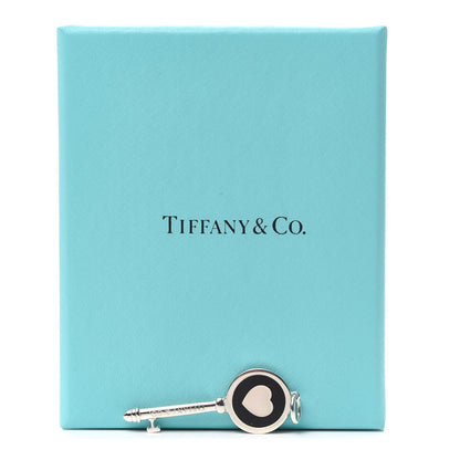 Tiffany Sterling Silver Enamel Keys Heart Key Pendant Black 4 of 4