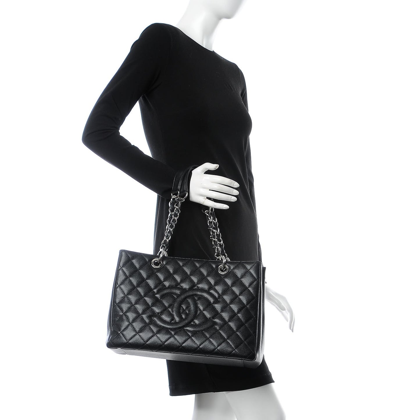 Caviar Quilted Grand Shopping Tote GST Black