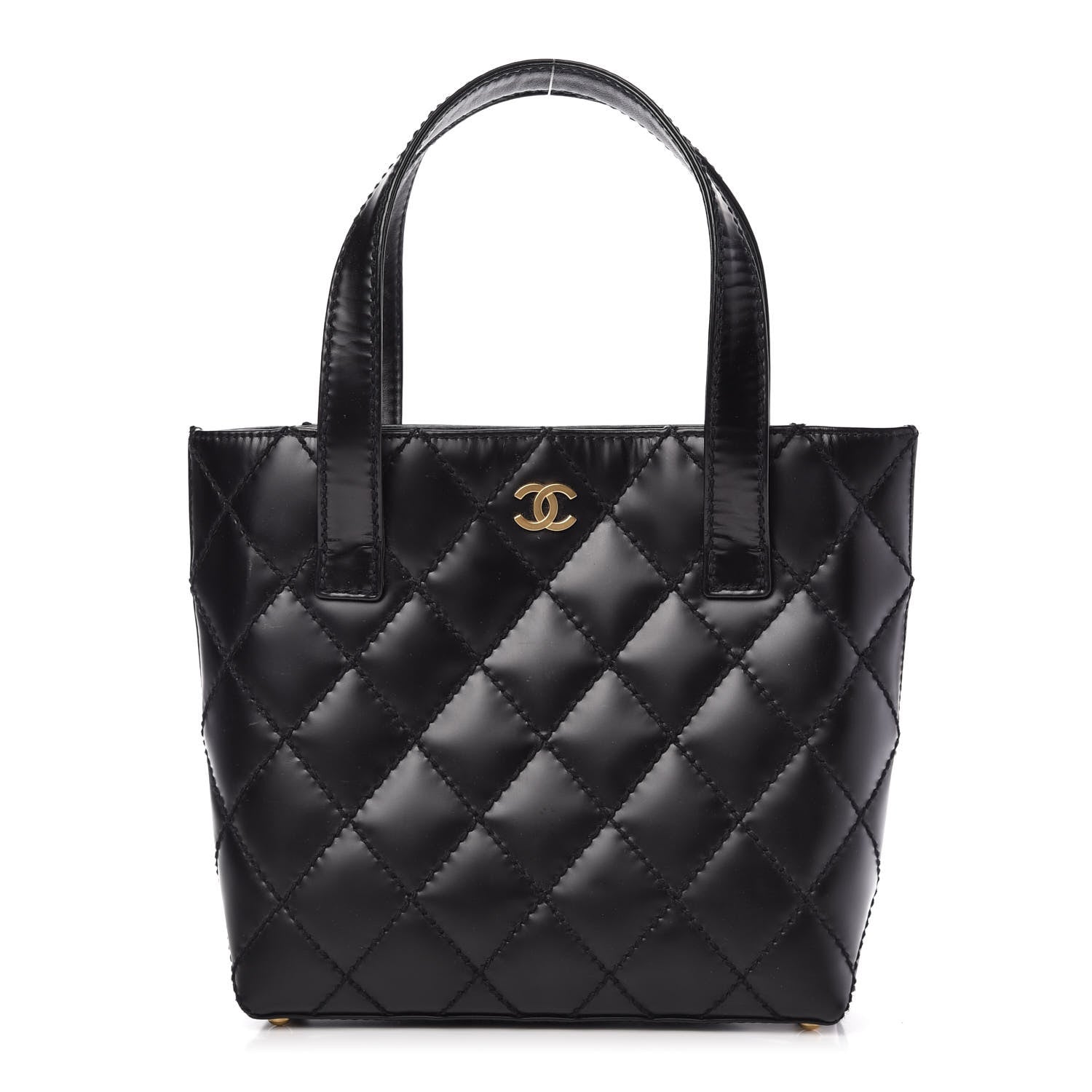 Chanel Calfskin Quilted Small Surpique Stitch Tote Black 1 of 9