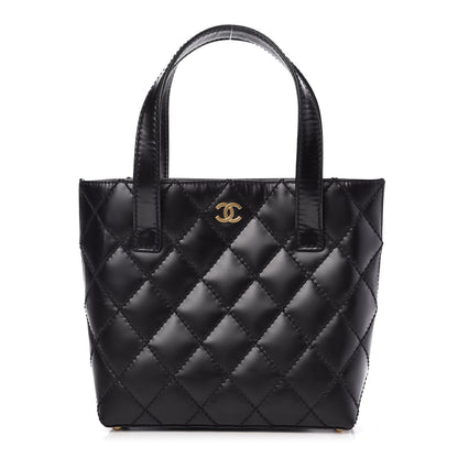Chanel Calfskin Quilted Small Surpique Stitch Tote Black 1 of 9
