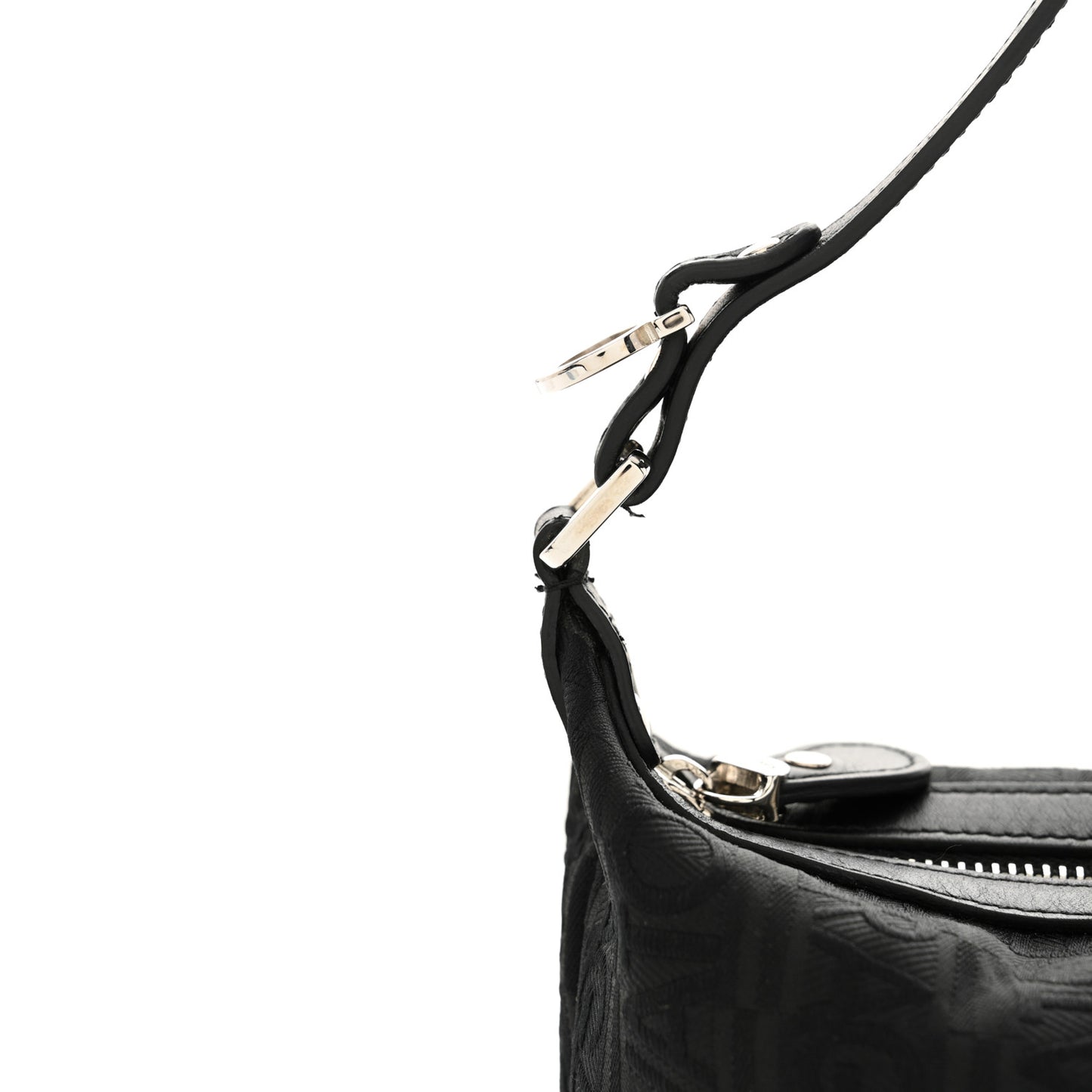 Canvas Calfskin Logo Shoulder Bag Black