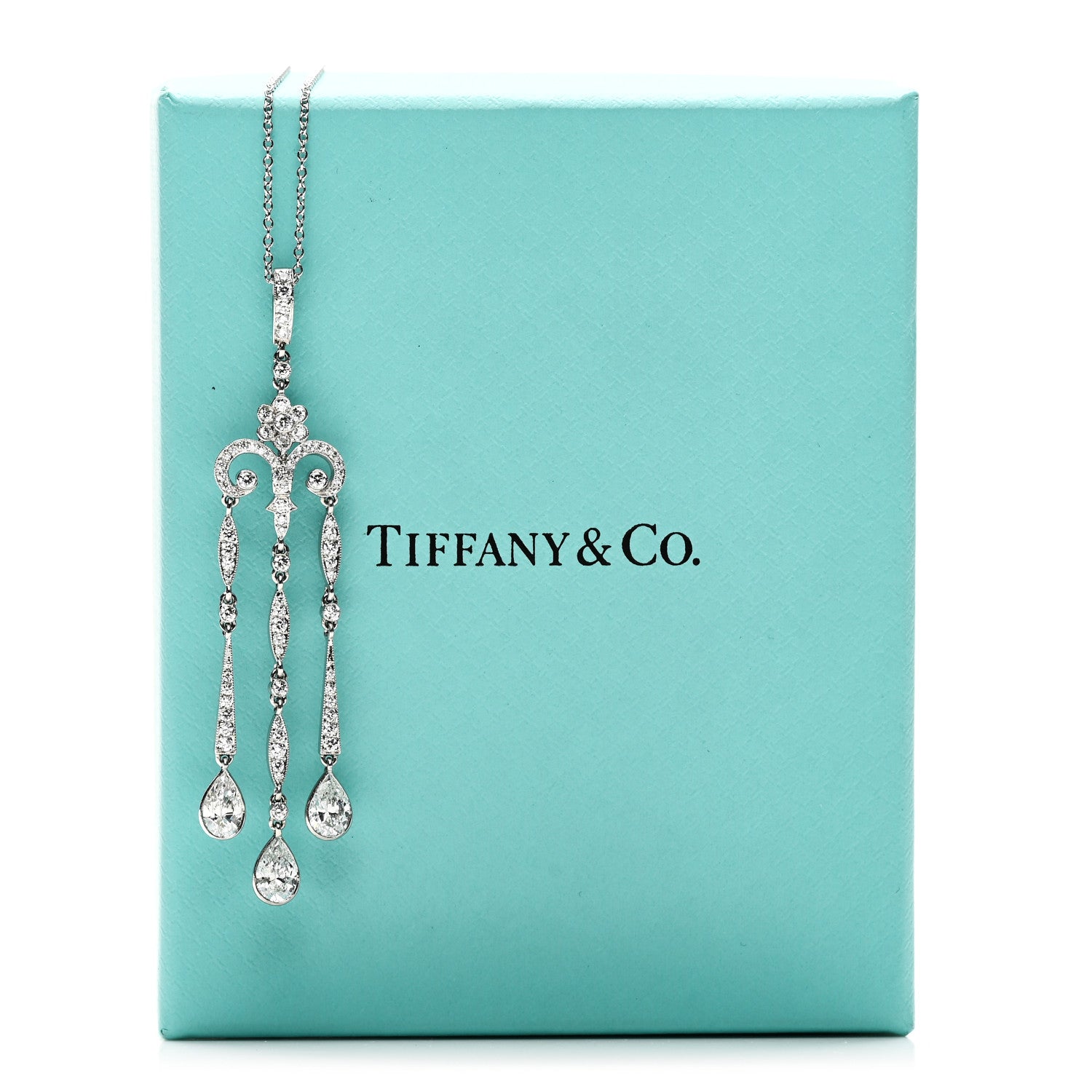 Tiffany Platinum Diamond Legacy Pear Drop Pendant Necklace 7 of 7