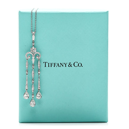 Tiffany Platinum Diamond Legacy Pear Drop Pendant Necklace 7 of 7