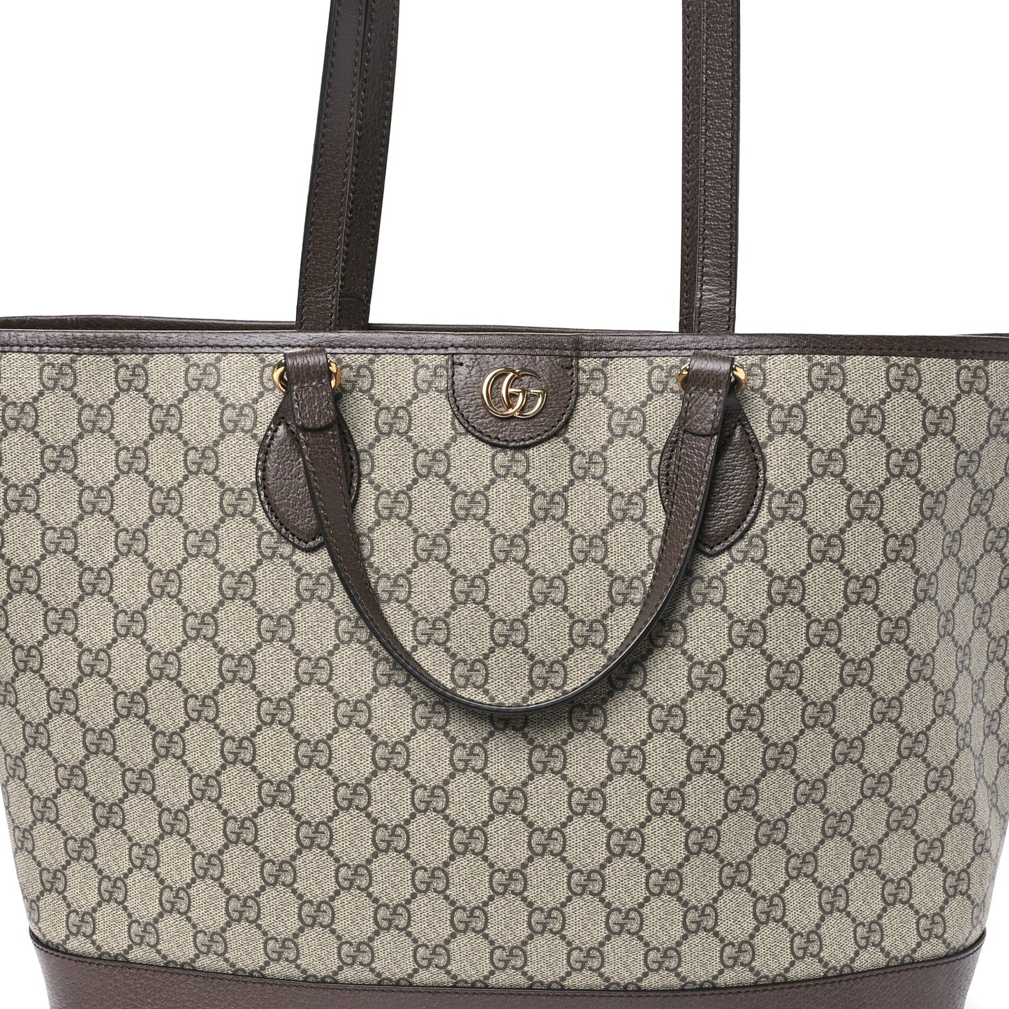 GG Supreme Monogram Textured Calfskin Large Ophidia Shoulder Tote Bag Beige Ebony New Acero