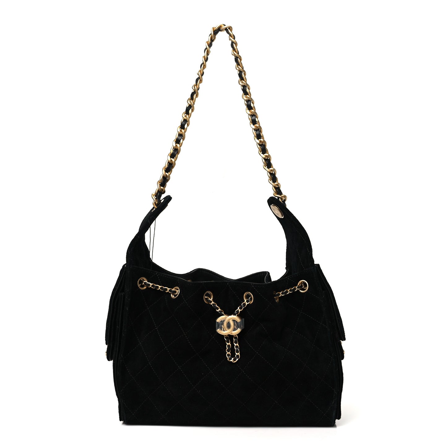 Suede Quilted Small Chanel 25 Handbag Black