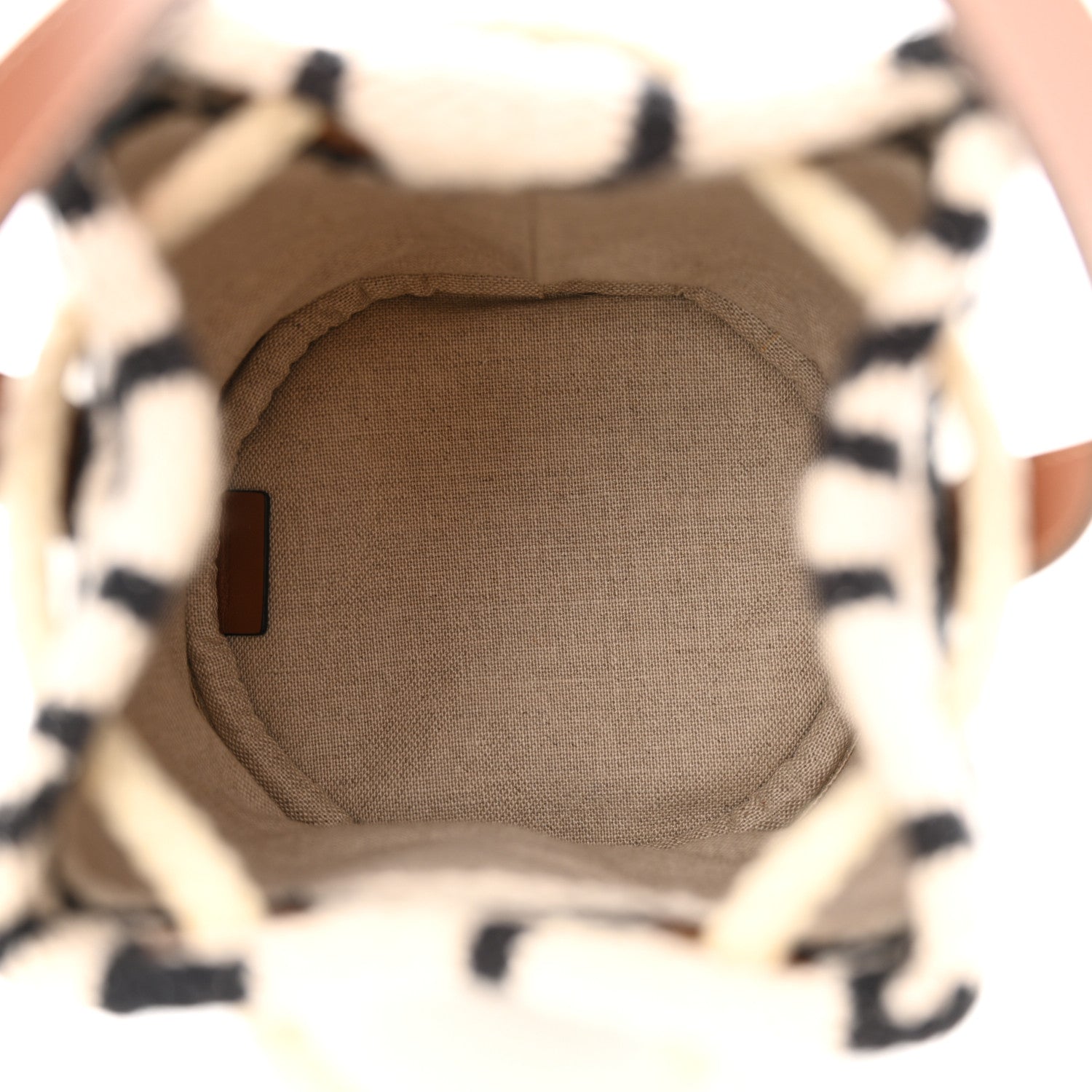 Celine All Over Textile Calfskin Striped Teen Drawstring Bag White Black 5 of 10