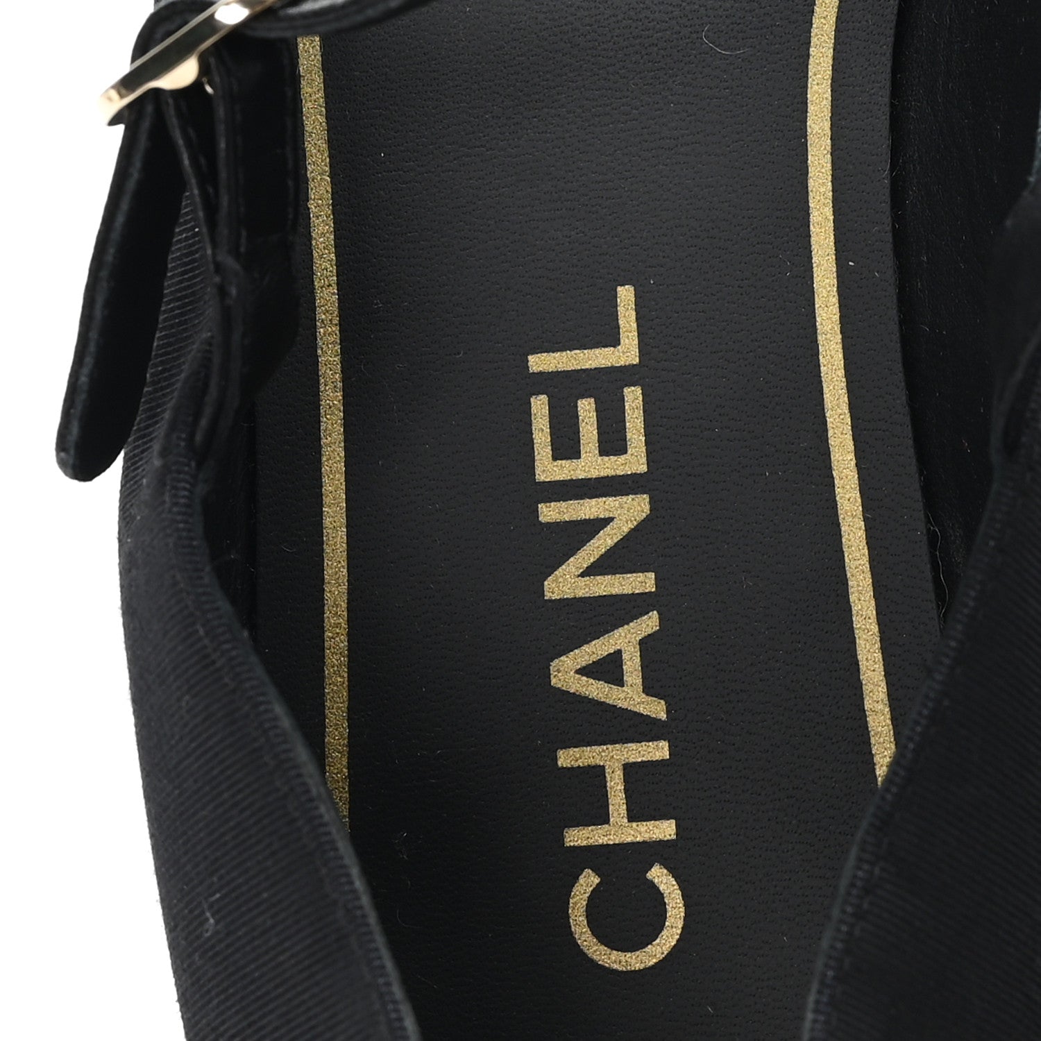 Chanel Grosgrain Patent Calfskin Cap Toe T Strap CC Flats 41 Black 8 of 9