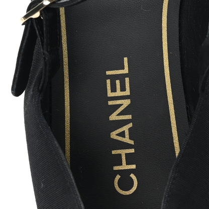 Chanel Grosgrain Patent Calfskin Cap Toe T Strap CC Flats 41 Black 8 of 9