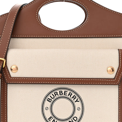 Burberry Canvas Smooth Calfskin Two Tone Mini Pocket Bag Natural Tan 8 of 11