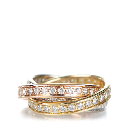 Cartier 18K Pink Yellow White Gold Diamond Trinity Ring 49 4.75 1 of 5
