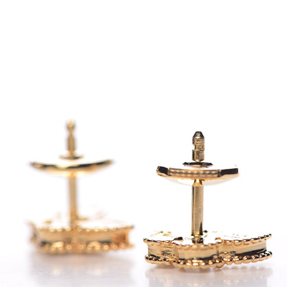 Van Cleef & Arpels 18K Yellow Gold Mother of Pearl Sweet Alhambra Butterfly Earrings 3 of 5