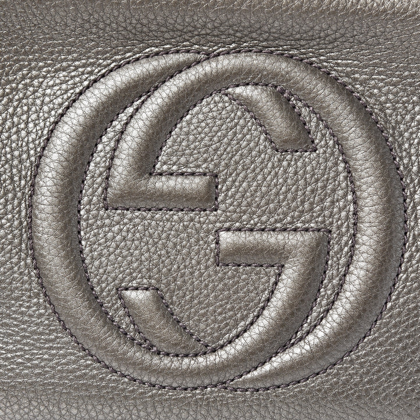Metallic Pebbled Calfskin Small Soho Disco Bag Sasso