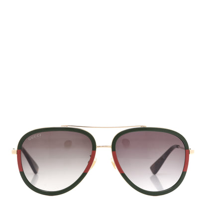 Gucci Web Aviator Sunglasses GG0062S Green Red 2 of 8