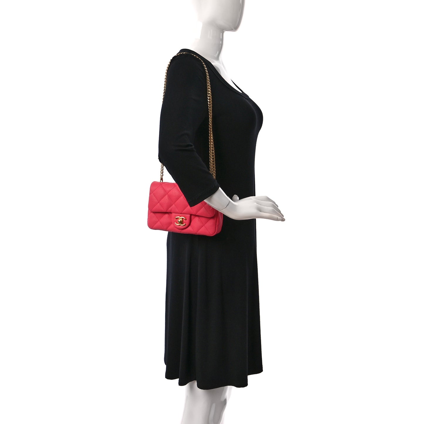 Caviar Quilted Sweetheart Mini Flap Dark Pink