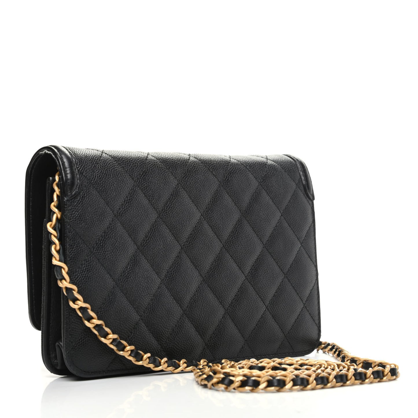 Caviar Quilted CC Filigree Wallet On Chain WOC Black