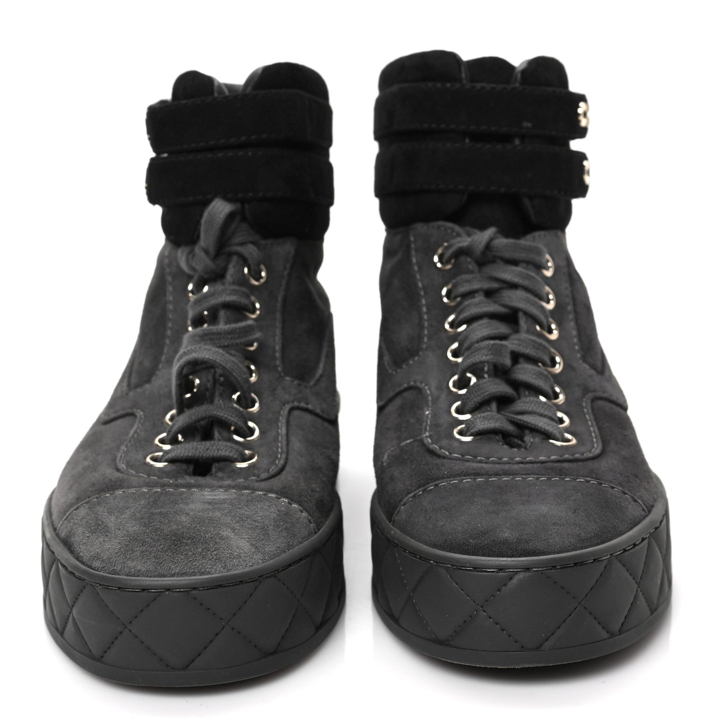 Suede Logo High Top Sneakers 37 Grey Black